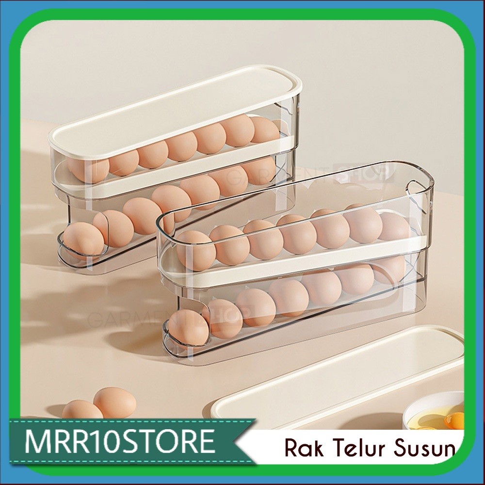 Jual Box Telur 2 Tingkat Bergulir Storage Egg Transparan Kotak Bening ...