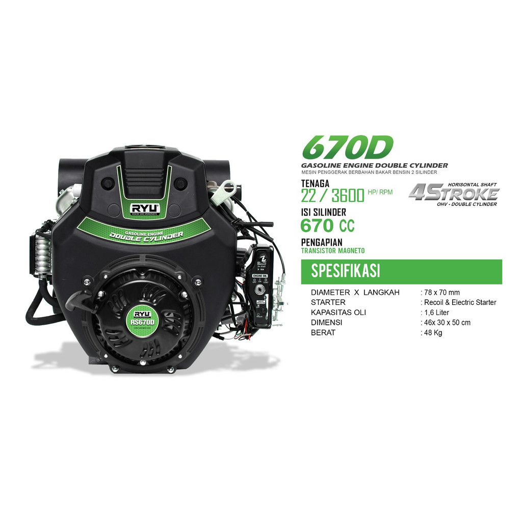Jual MESIN PENGGERAK/GASOLINE ENGINE RS670D - RYU | Shopee Indonesia
