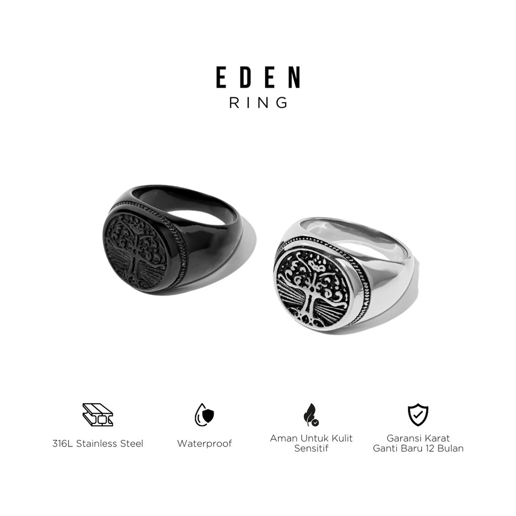 Jual Project Ninetyseven Eden Ring Cincin Pria Wanita Signet Anti Karat Premium Mewah 8319