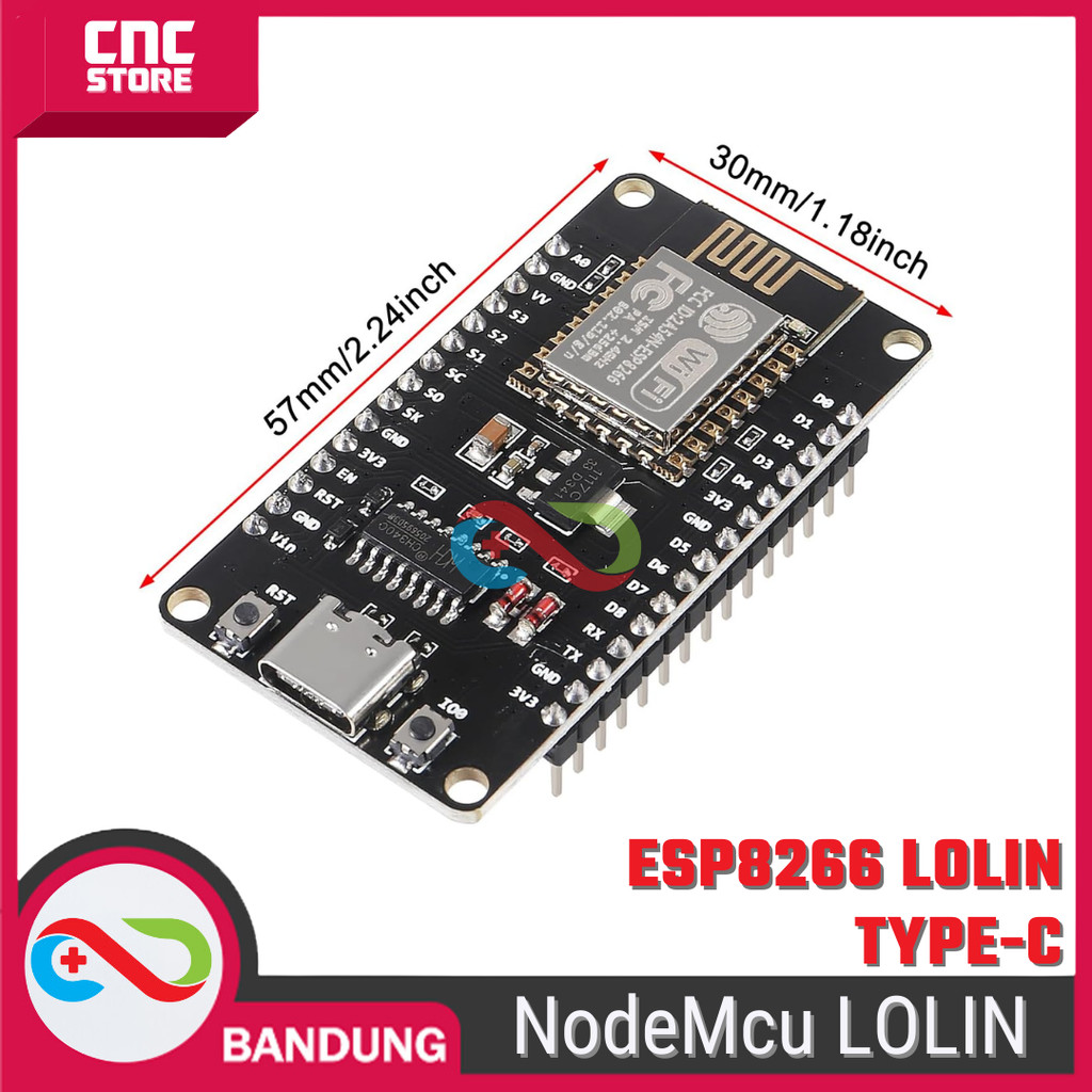 Jual NODEMCU LUA V3 4MB 32MBITS CH340 FLASH ESP8266 ESP12 TYPE-C ...