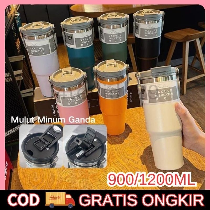 Jual 【COD】Tumbler Handle 2in1 Termos Tumbler Handle Jumbo Stainless ...