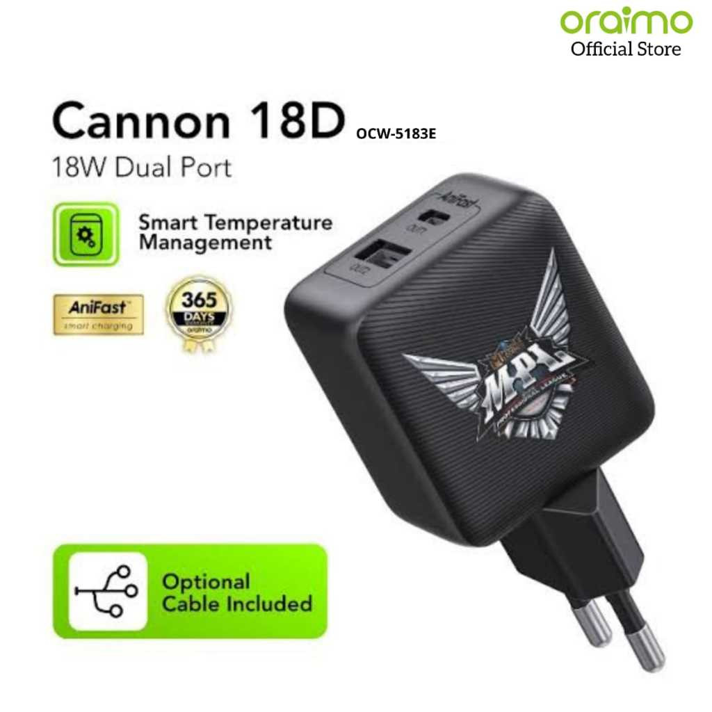 Jual ADAPTER CHARGER ORAIMO CANNON 18D OCW 5183E COLLAB MOBILE LEGENDS ...