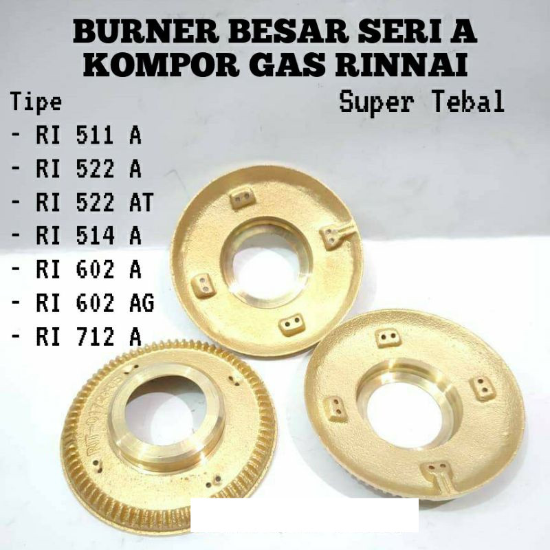 Jual BURNER KUNINGAN API KOMPOR GAS RINNAI DIAMETER 8CM 8 CM SERI A 511 ...