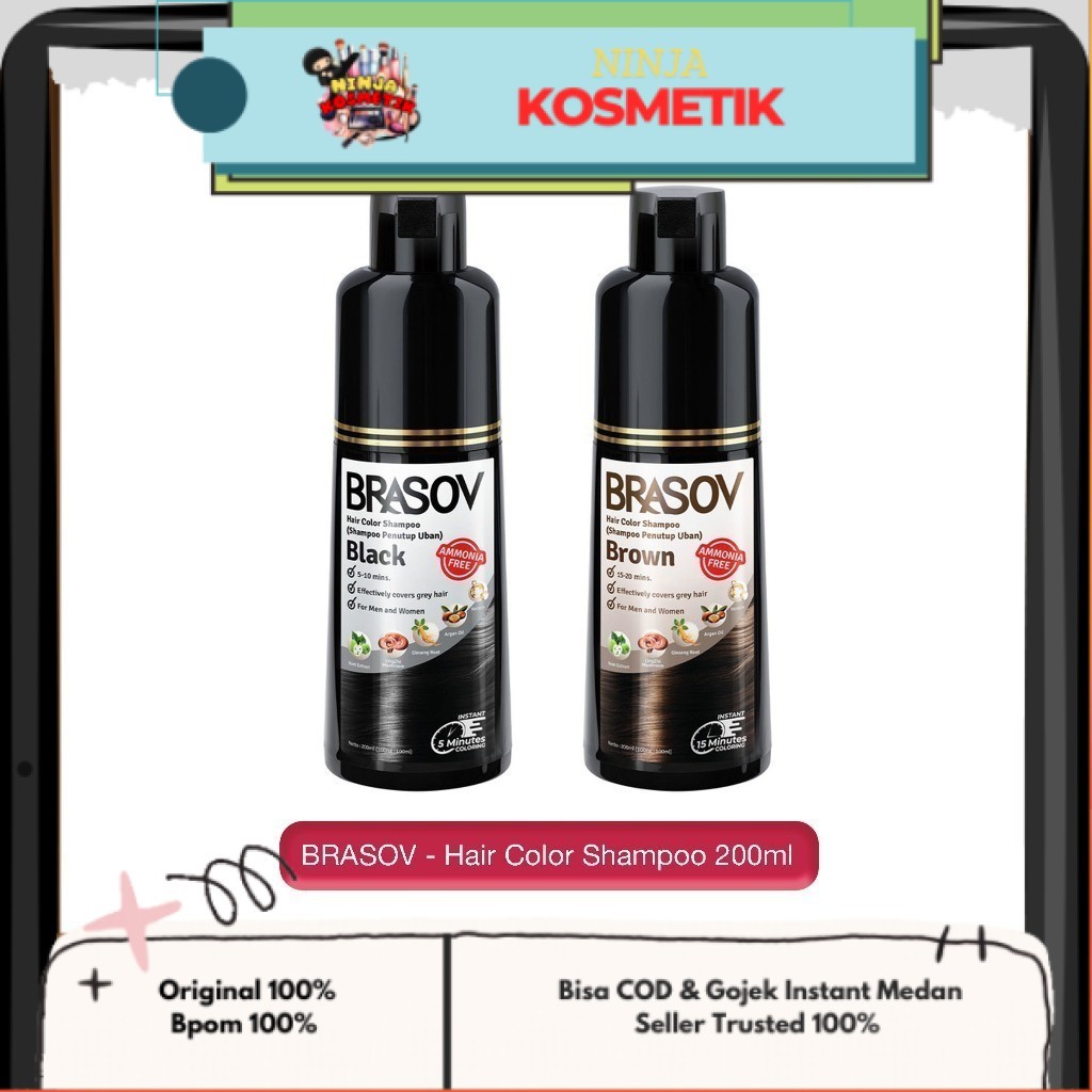 Jual BRASOV - HAIR COLOR SHAMPOO ( 200 ml ) - Pewarna Rambut Botol With ...
