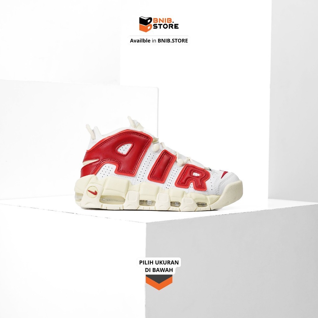 Sepatu Sneakers Wanita N I K E Air More Uptempo White Red Sail [FN3497 100]