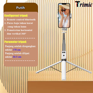 Trimic 170cm Selfie Stick Tongsis Tripod 7 Tombol Bluetooth Remote Control Tongkat Selfie