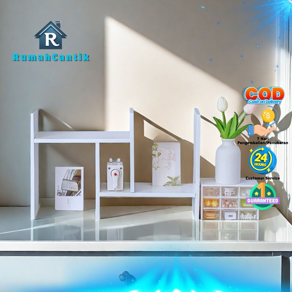 Jual RumahCantik - Rak Desktop Modern Minimalis Putih Buku Pajangan Hiasan Dekorasi Meja Belajar | Shopee Indonesia