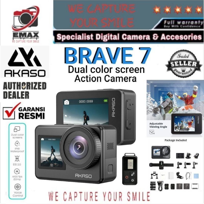 Jual miscellaneous_thrift / AKASO BRAVE 7 4K Dual Color Screen Action Camera Wifi EIS Touch
