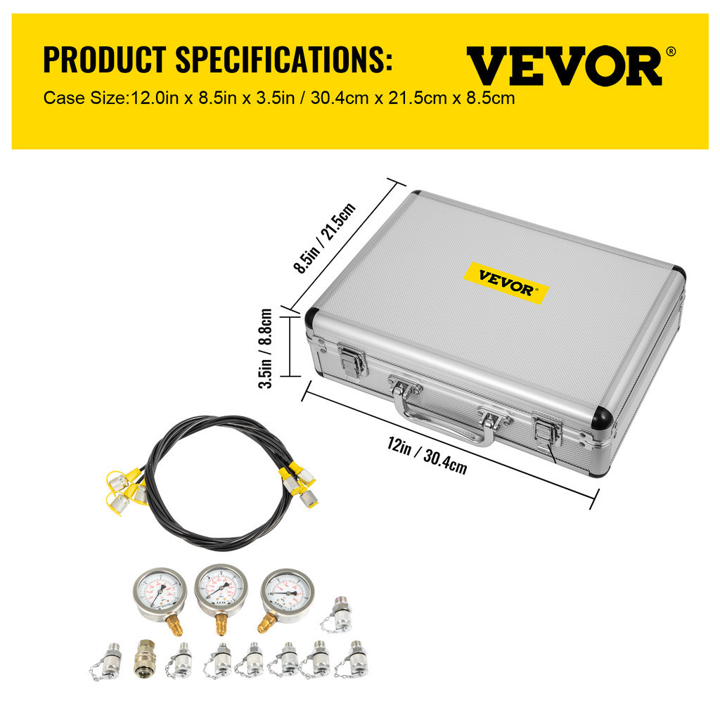 Jual VEVOR 0-60Mpa Hydraulic Pressure Gauge Test Kit With Portable Case ...