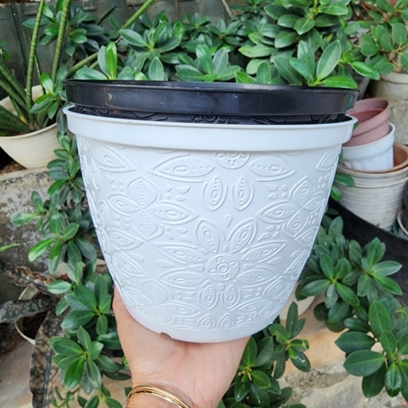 Jual (1pc) SHALLOM BATIK 20 (21cm) : pot bunga motif batik timbul ...