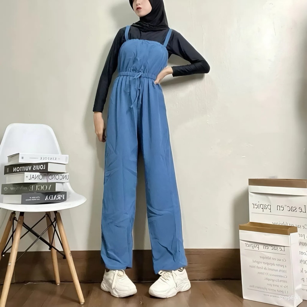 Jual Korean Jumpsuit Wanita Muslim Modern Kekinian Cringkle
