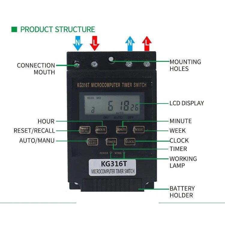 Jual KG316T Digital Timer Microcomputer Programmable Switch 220V 380V ...