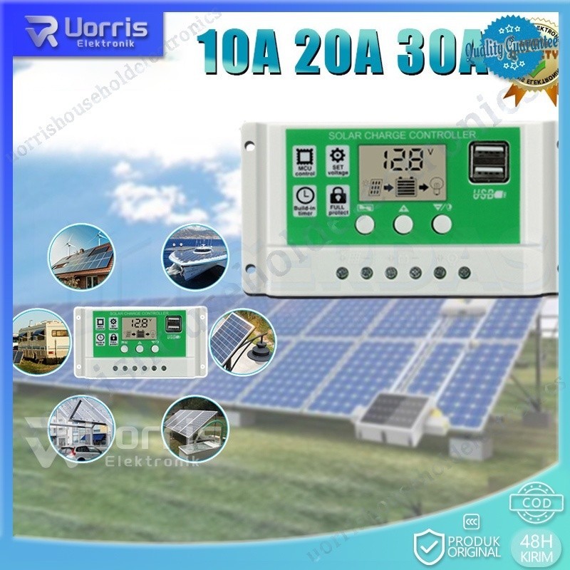 Jual Solar Panel Charge Controller Regulator LCD LED Display Solar Cell ...