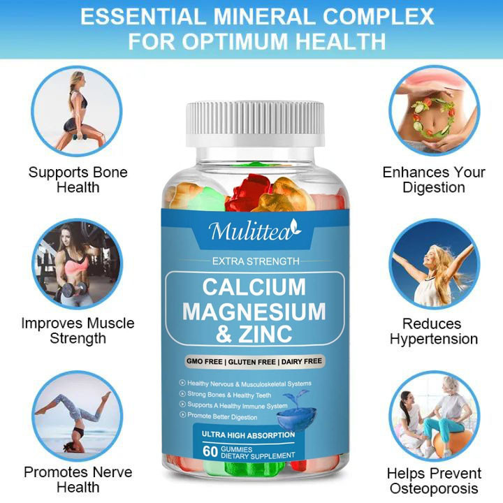 Jual Mulittea Calcium Magnesium and Zinc Gummies with Vitamin D3 ...