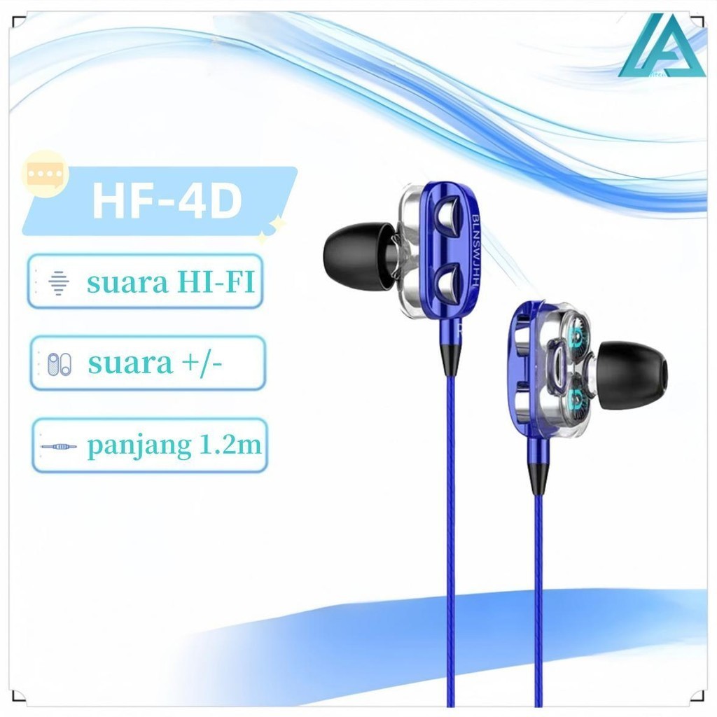 Dual Driver 4d Headphones HF-4D Headset Gaming Bass Stereo Hi