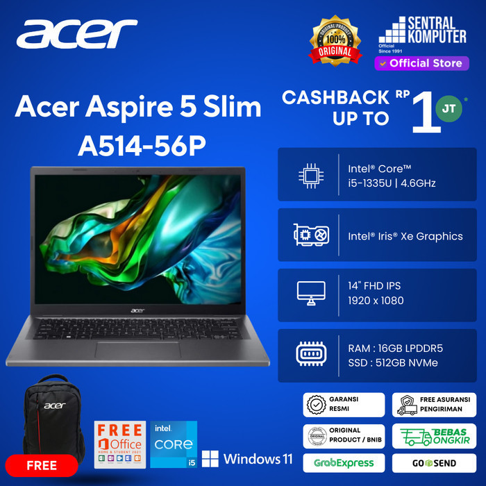 Jual ACER Aspire A514-56P i5-1335U 16GB SSD 512GB iRis Xe 14