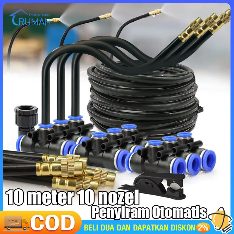 10M Kit 10 Pcs Flexible Tube with Adjustable Brass Nozzle | Paket 10 pcs Universal Micro Sprayer Mist Fleksibel Kepala Kuningan 8MM