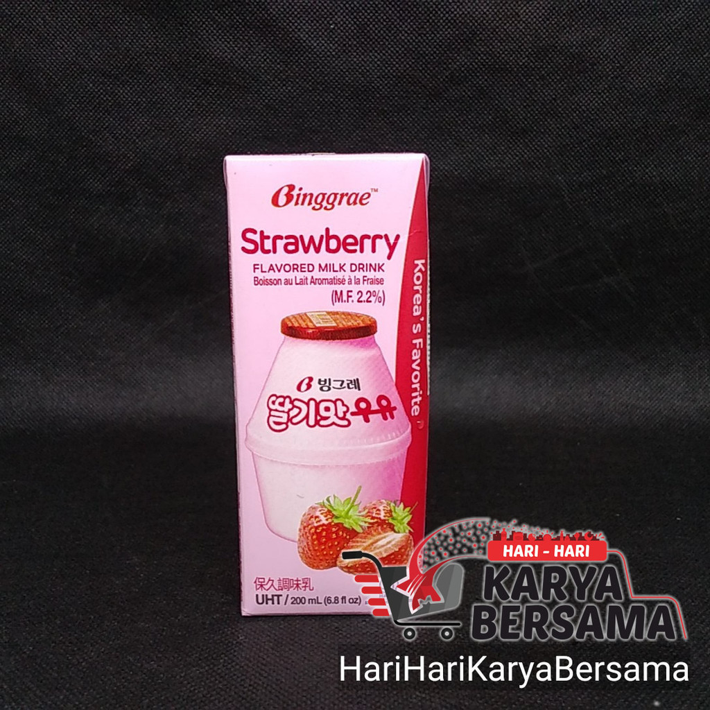 Jual Minuman Binggrae Strawberry Milk Drink Uht Susu Rasa Strawberry