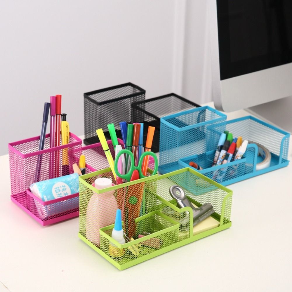 Jual Durable Stationary Card Tidy Table Organiser 3/4 Grids Black Mesh ...