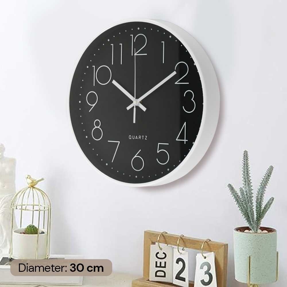 TaffHOME Jam Dinding Bulat Quartz Indoor Wall Clock Round Shape 29cm - MS30 - AH