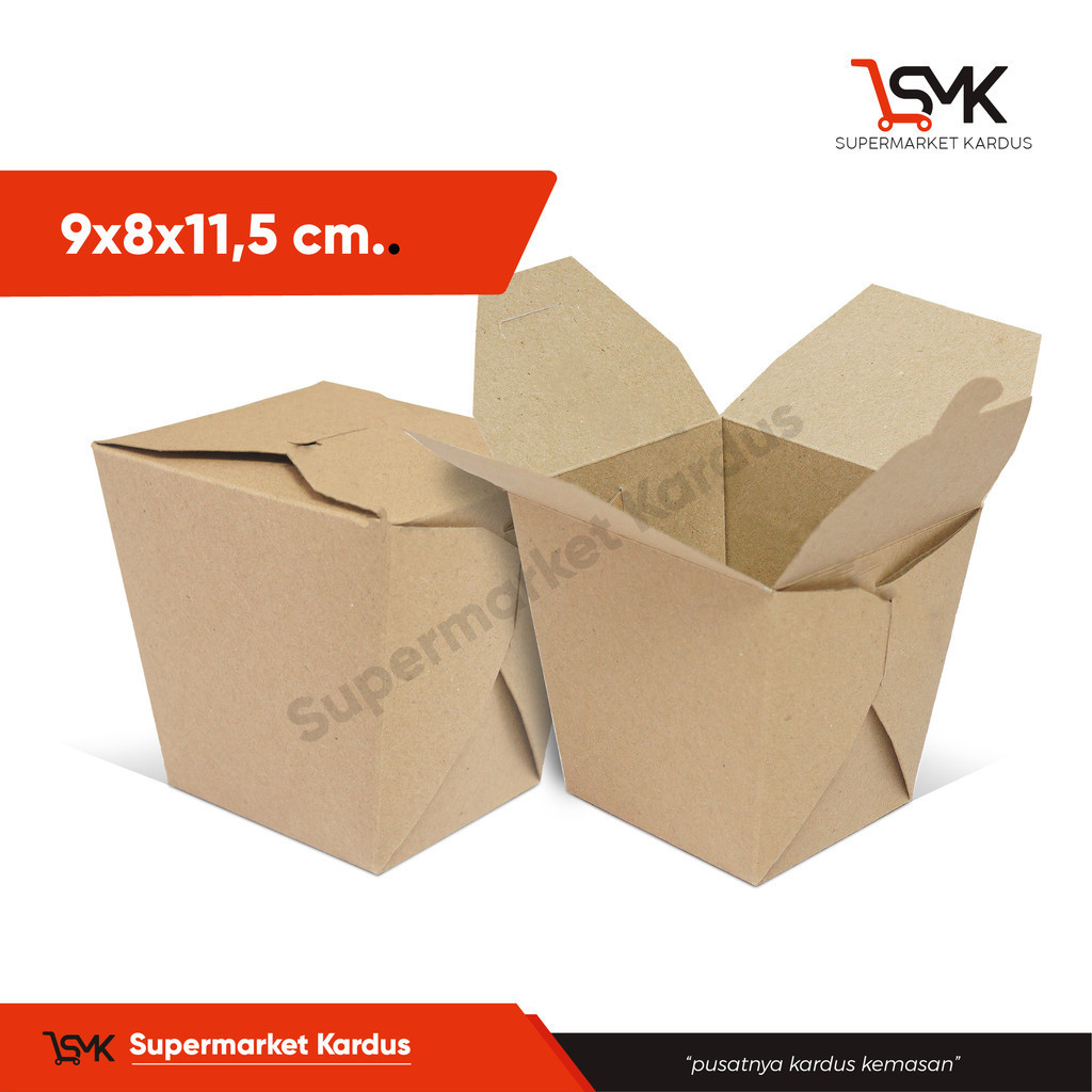 Jual Rice Box 9x8x11,5 size L (RB 03 K04) Kraft Paperfood/Foodpail ...