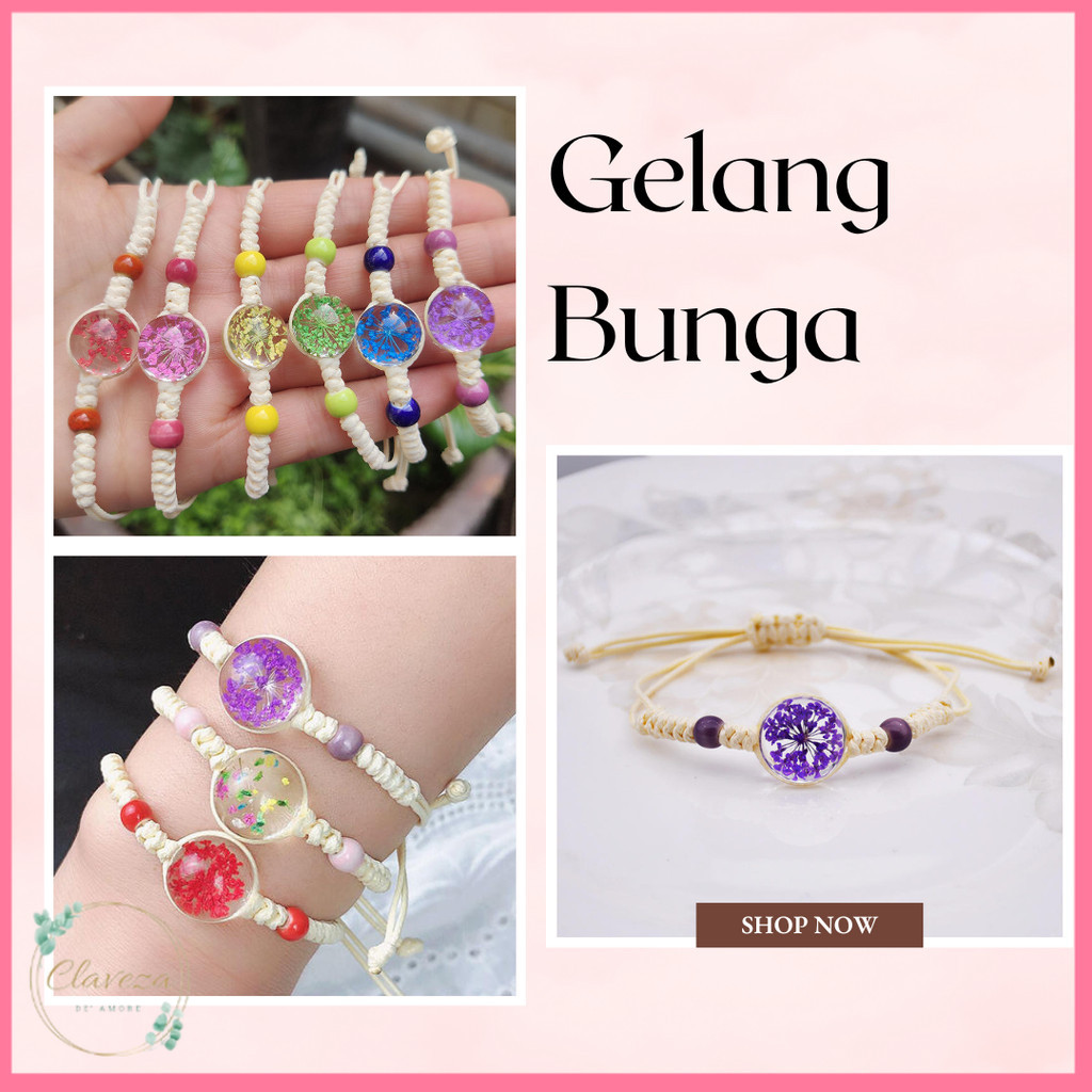 Jual Gelang Tali Bangle Beads Bunga Cantik Aesthetic Korea Hadiah Kado ...