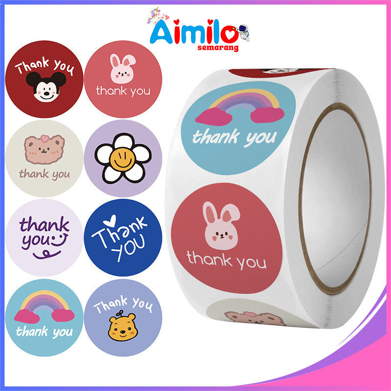 Jual Sticker Thank You 500 Pcsstiker Terima Kasih Warna Self Adhesive Seal Label Roll Sticker 8630