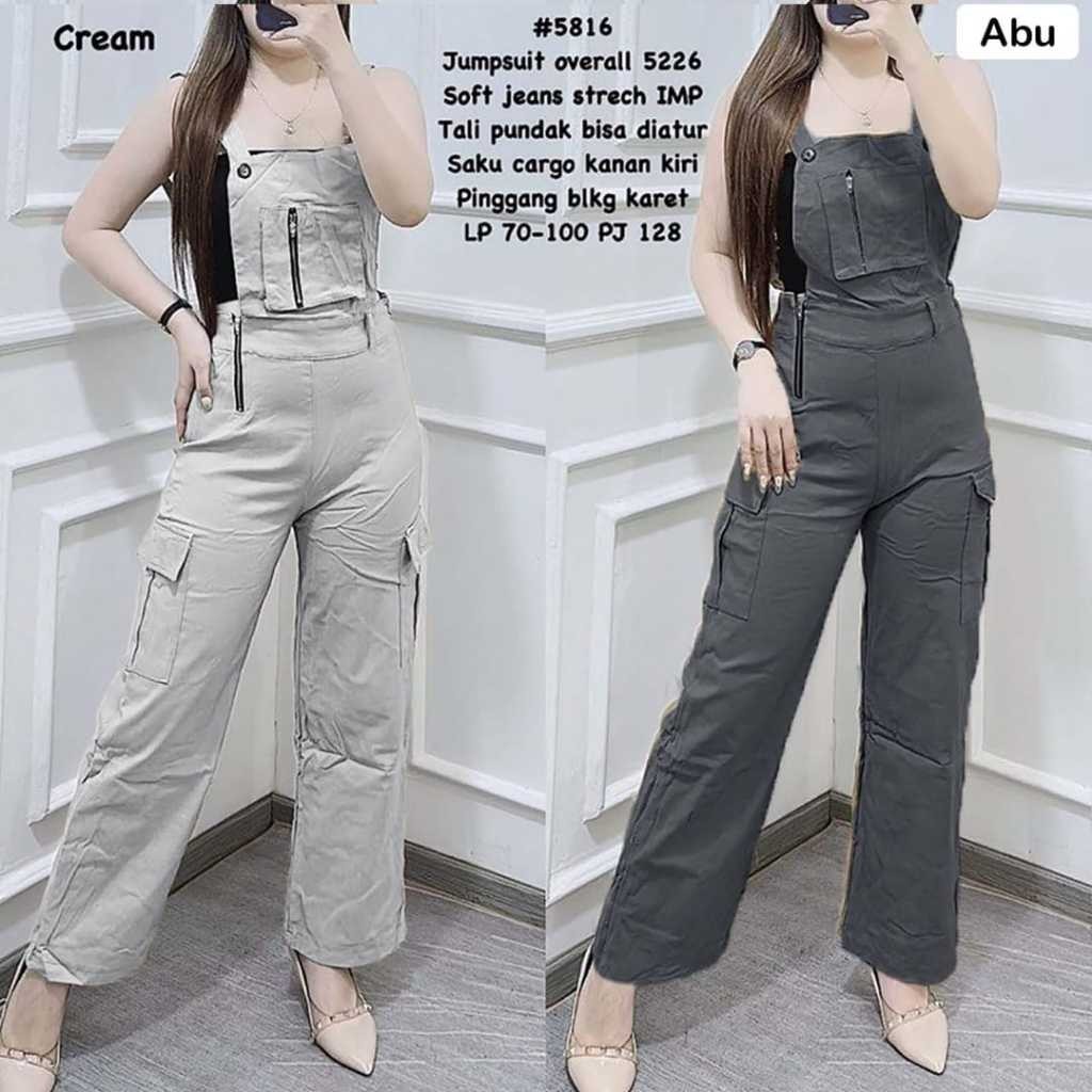 Jual Misela Jumpsuit Cargo Resleting Korean Style Combed IMP Twill