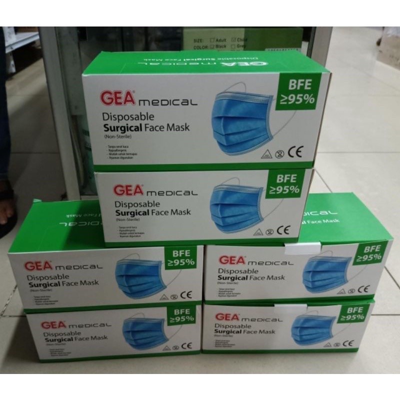 Jual Masker GEA Medical Surgical Face Mask 3ply Ear loop isi 50pcs ...