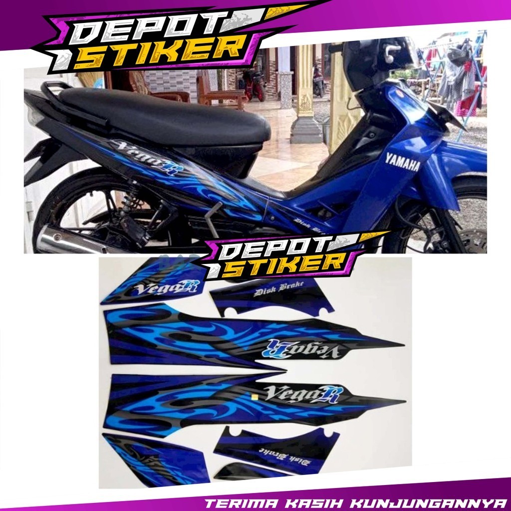 Jual Striping stiker polet Yamaha Vega r new 2008 2009 biru hitam list ...