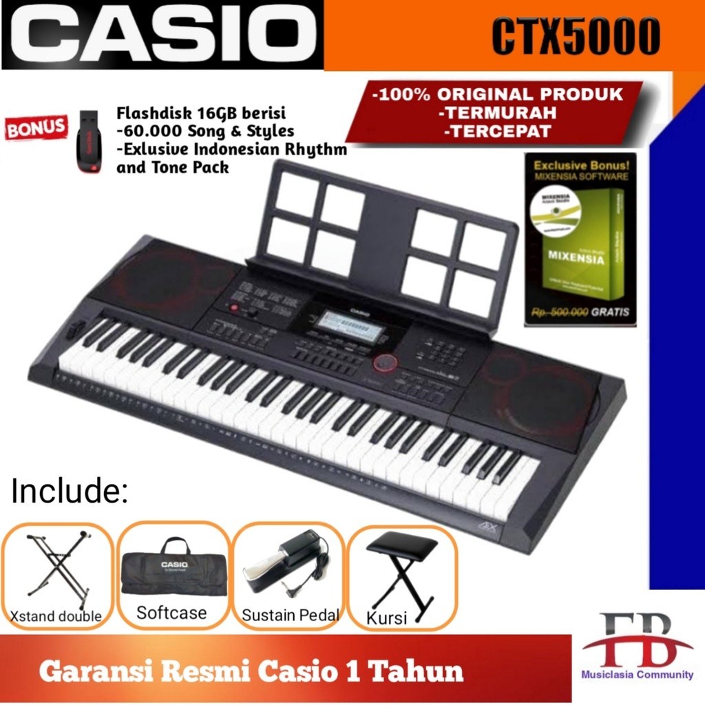 Jual Keyboard Casio CTX 5000 Free Stand dan Sustain Pedal / Alat musik ...
