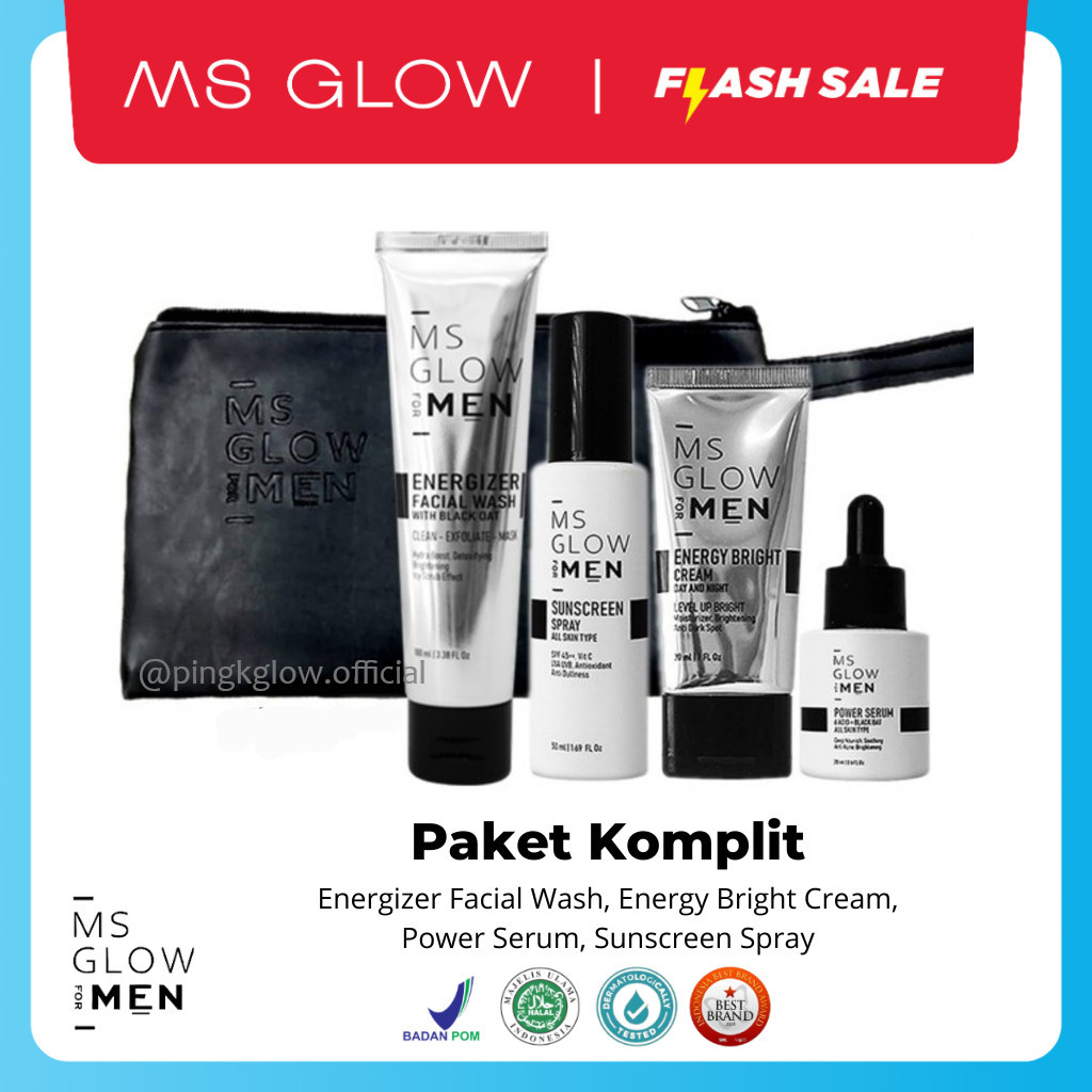 Jual Paket Ms Glow For Men Basic Isi Dan Lengkap Isi Serta Ecer Energizer Facial Wash Men