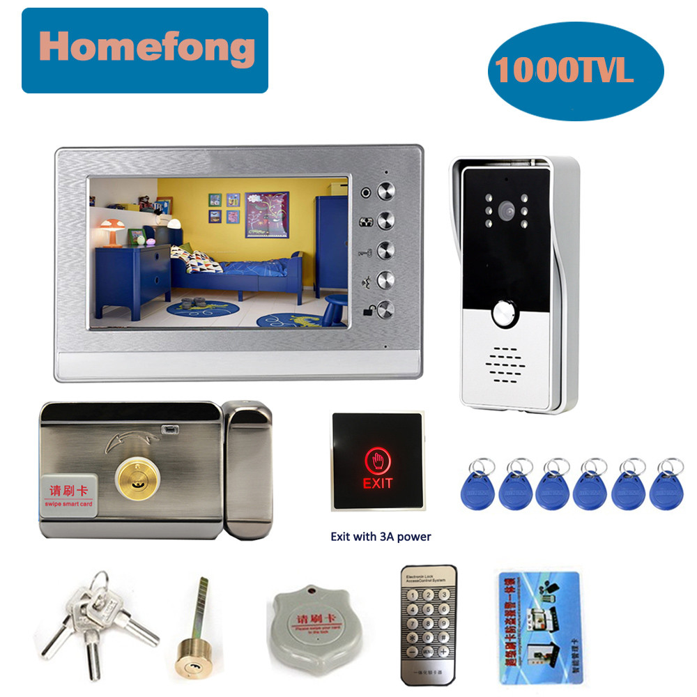 Jual Homefong Video Intercom With Lock 7 Inch Waterproof Doorbell ...