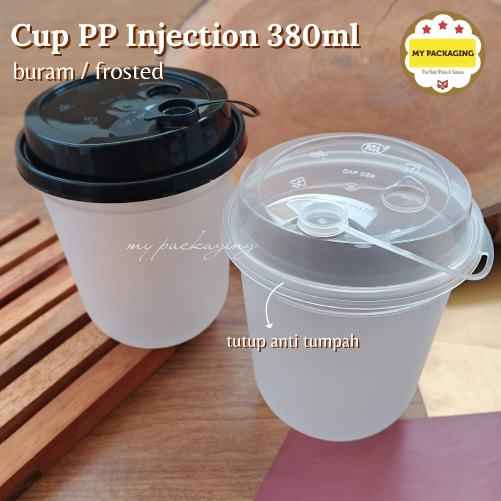 Jual 25 Buah PP Cup Injection 12 oz OVAL 380ml 12oz BURAM / FROSTED ...