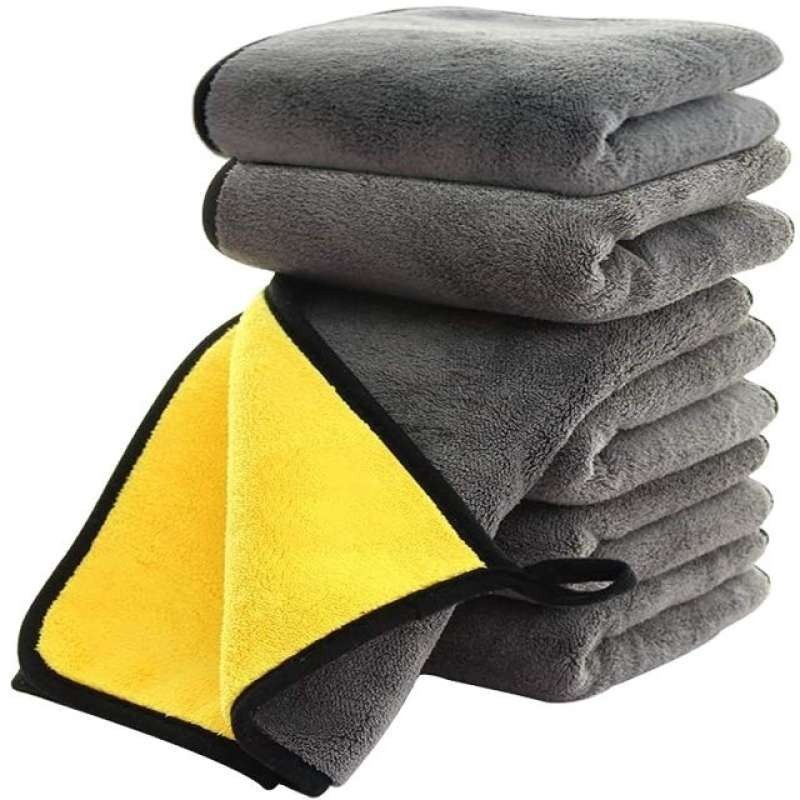 Jual Kain Lap Microfiber 2 sisi kuning abu-abu Serbaguna 30 x 30 cm Lap ...