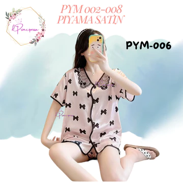 Pym 002 8 Piyama Wanita Satin Baju Tidur Wanita Satin Setelan Celana Pendek Satin