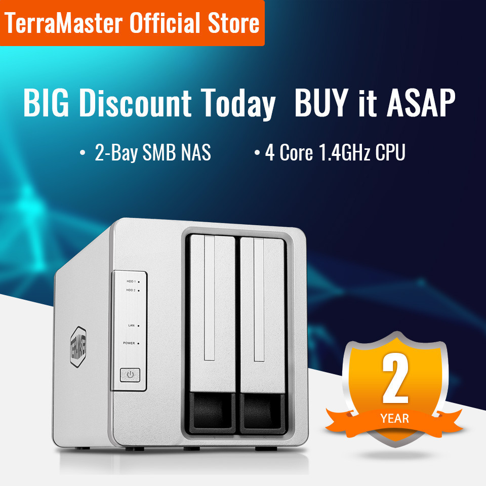 Jual TerraMaster F2210 2Bay NAS Quad Core Network Attached Storage