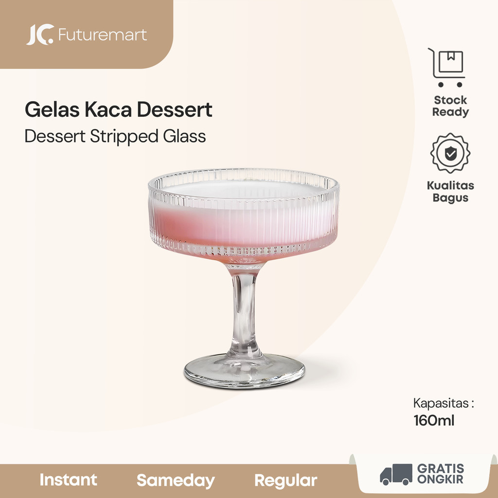 Jual Gelas kaca Dessert cocktail ice cream puding stripped glass 160ml ...