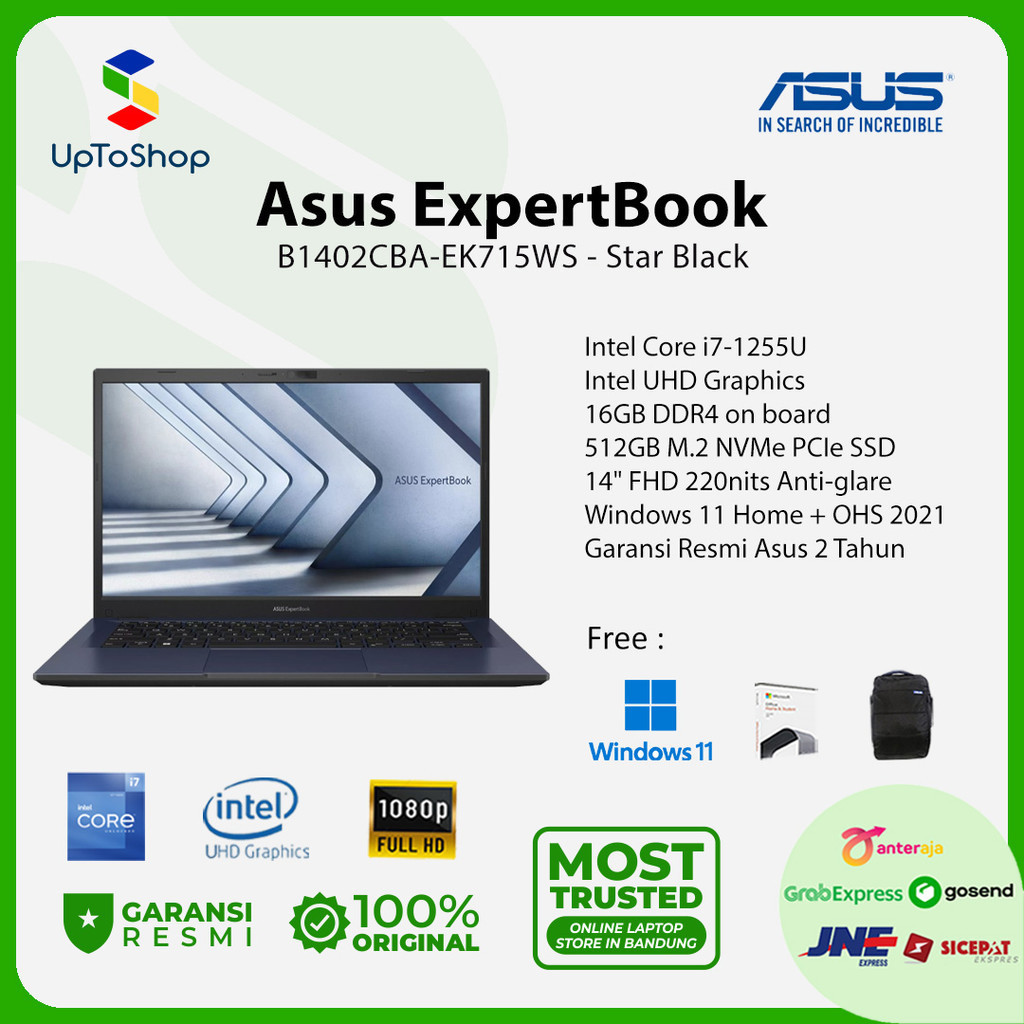 Jual Asus ExpertBook B1402CBA-EK715WS Core I7-1255U 16GB 512GB 14" W11 ...