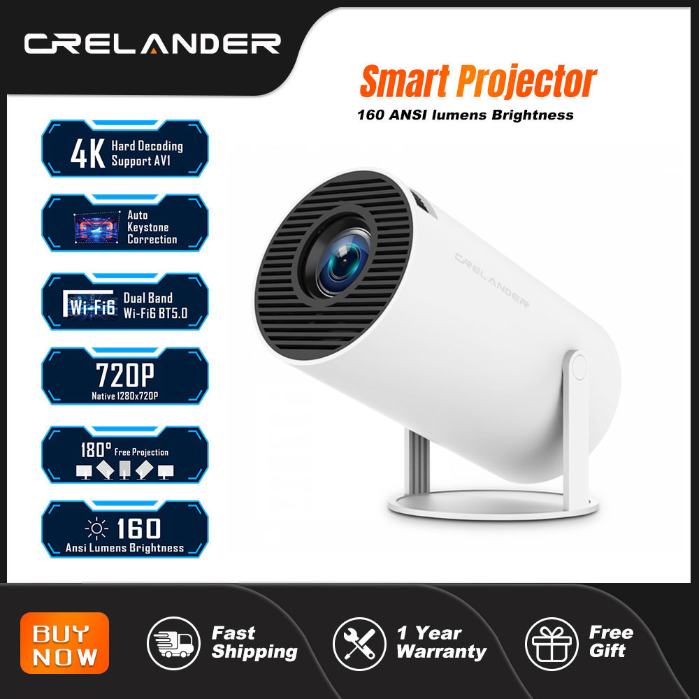 Jual CRELANDER Smart Projector HY300 Pro 720P 160ANSI Lumen 4K HD ...