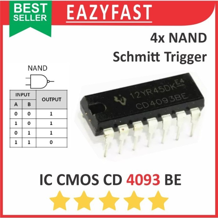 Jual IC CMOS CD 4093 BE DIP Gerbang Logika NAND Schmitt Trigger Logic ...