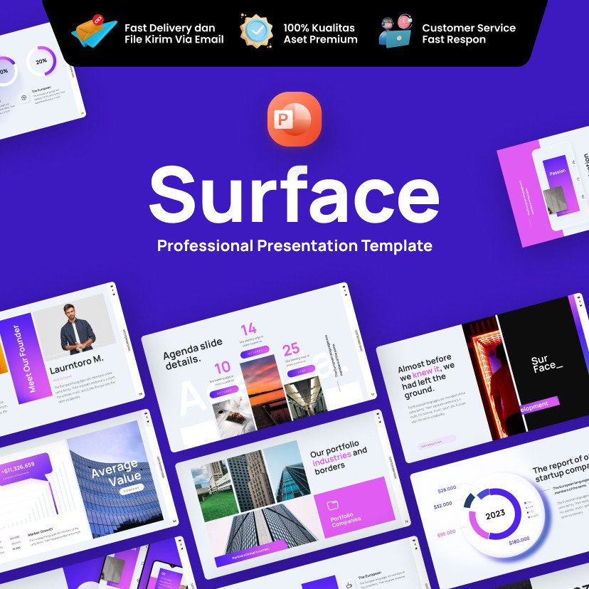 Jual Surface Profesional Powerpoint Presentation Template Full Animasi ...