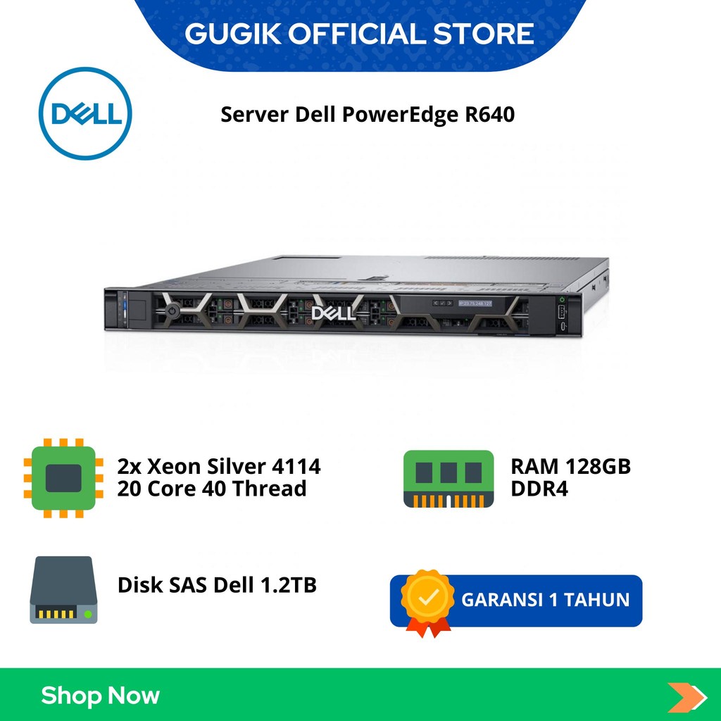 Jual DELL PowerEdge R640 (Xeon Silver 4114, 4x32GB, 2x1.2TB SAS, 2x750W ...