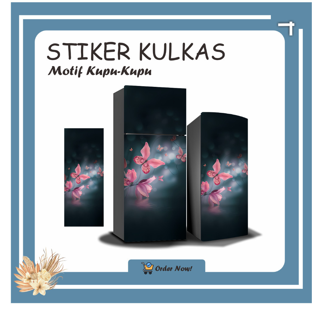 Jual Stiker Sticker Kulkas 1 dan 2 Pintu Motif Kupu-kupu Biru Ungu A45 ...