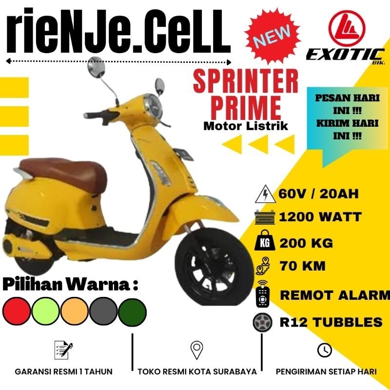 Jual PROMO SPESIAL Motor Listrik Exotic SPRINTER PRIME 60v/20ah ...