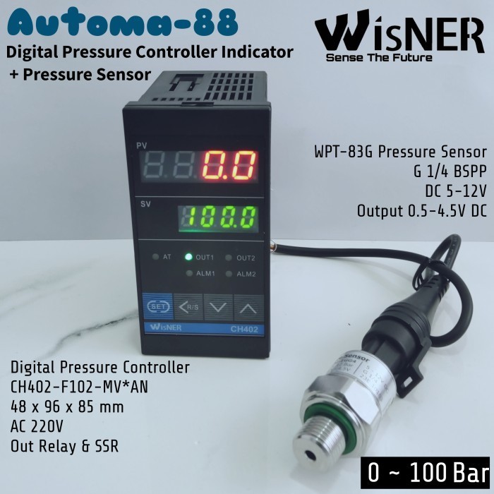 Jual MN08 CH402 Digital Pressure Controller 0-100Bar include Sensor 100 ...