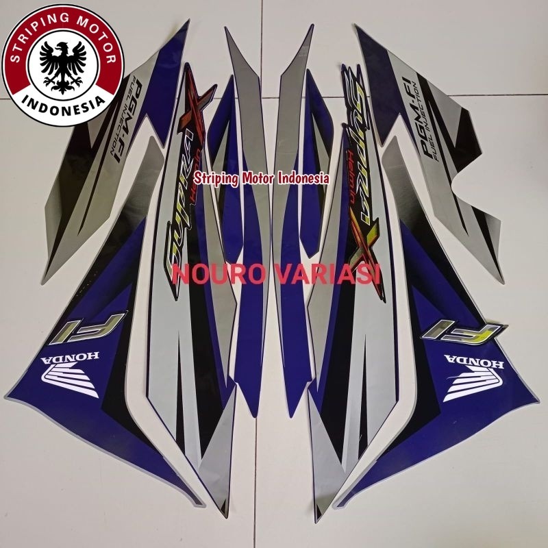 Jual Striping Honda Supra X 125 R Helm In Pgm Fi 2012 Biru Silver List 