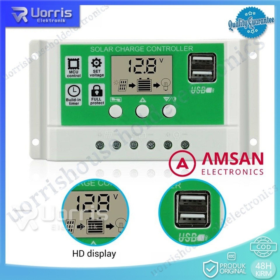 Jual Solar Panel Charge Controller Pwm charger Baterai 30a 20a 10a 12v ...