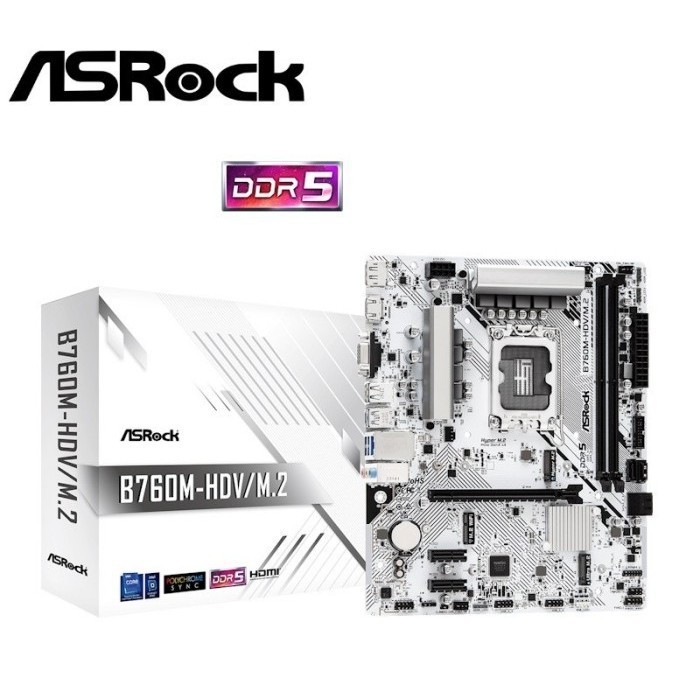Jual ASROCK Motherboard B760MHDV / M.2 D5 (LGA 1700,B760,DDR5 ) Micro