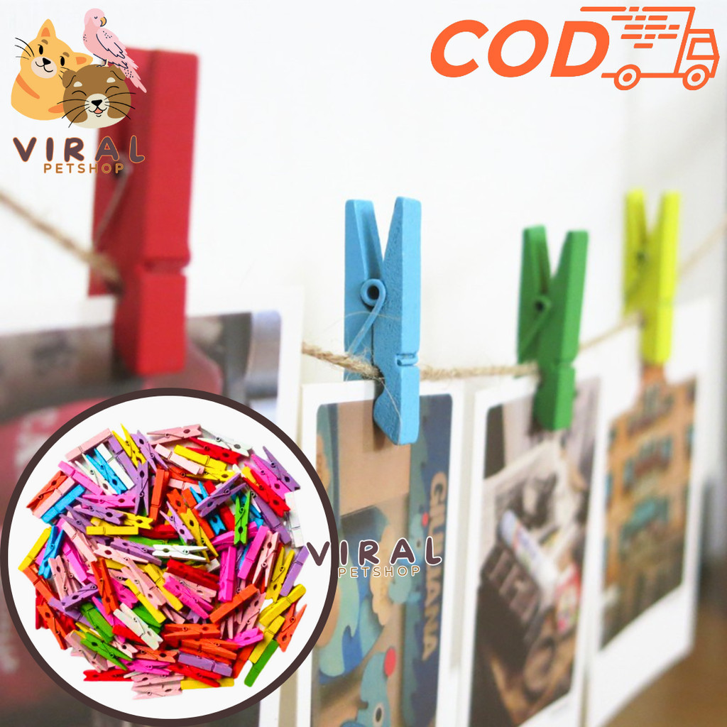 Jual ViraL PetShop [ Paket 40 Pcs ] Penjepit Foto Warna Warni Wooden ...